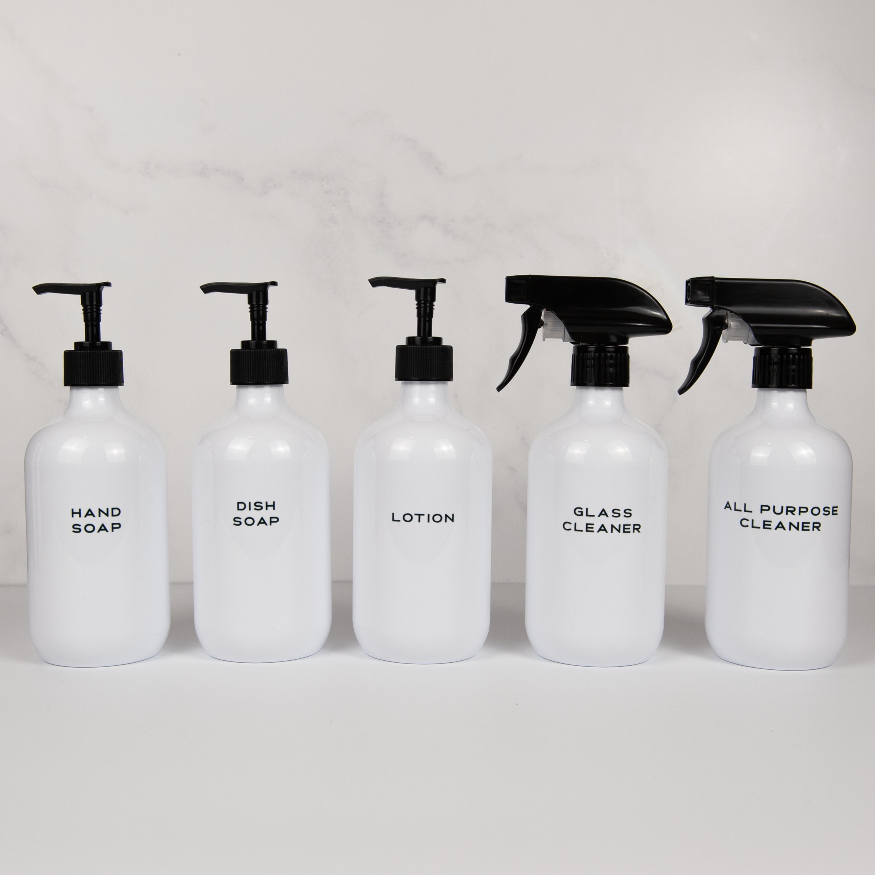 Joie Spray Bottles - Refillable White Plastic With Orgainizing Labels - Kento Collection