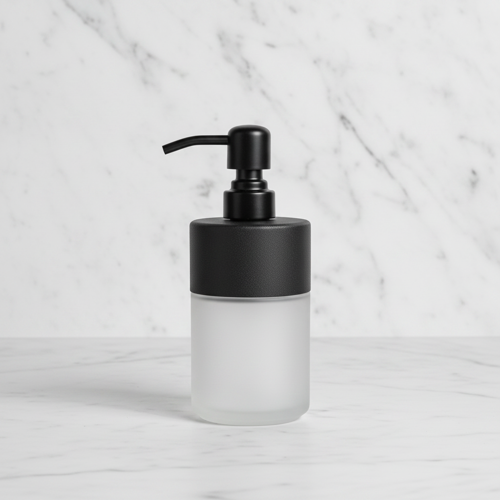 8 oz Frosted Glass Soap Dispenser with Stainless Steel Pump