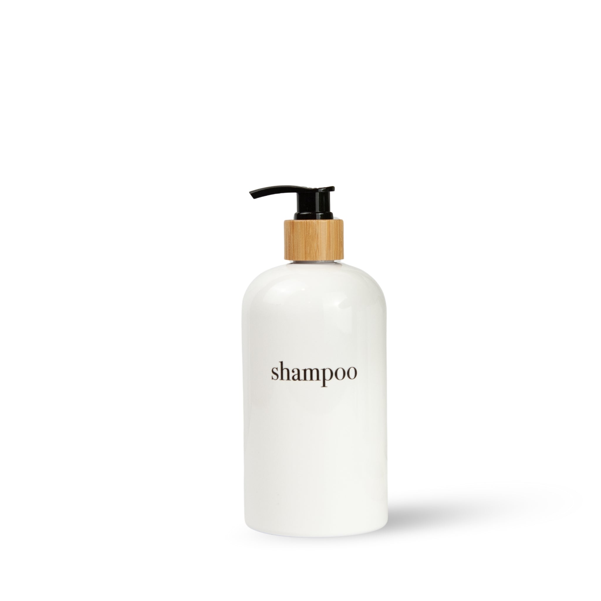 minimalist white shower and soap dispenser sets with bamboo or plastic pumps