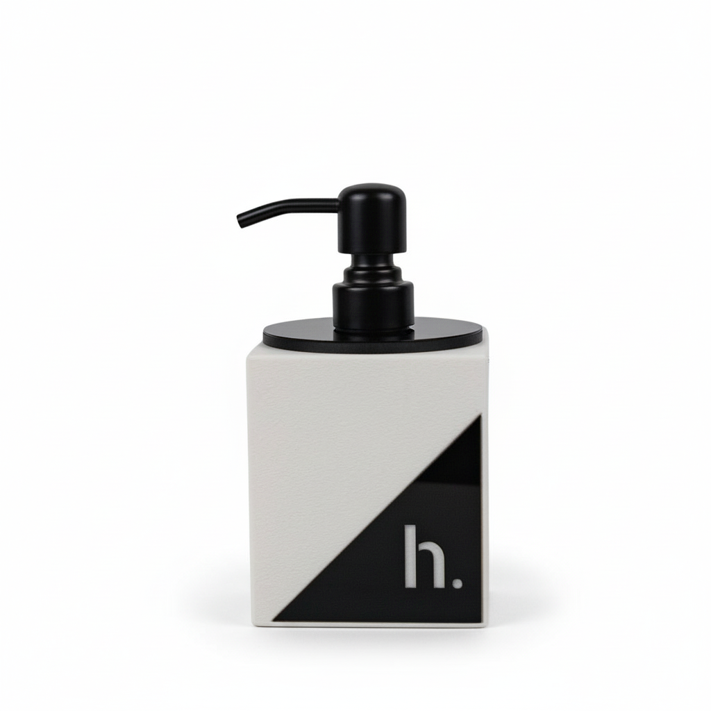 Modern Matte Square Soap Dispenser – 12oz Acrylic Accent Labels