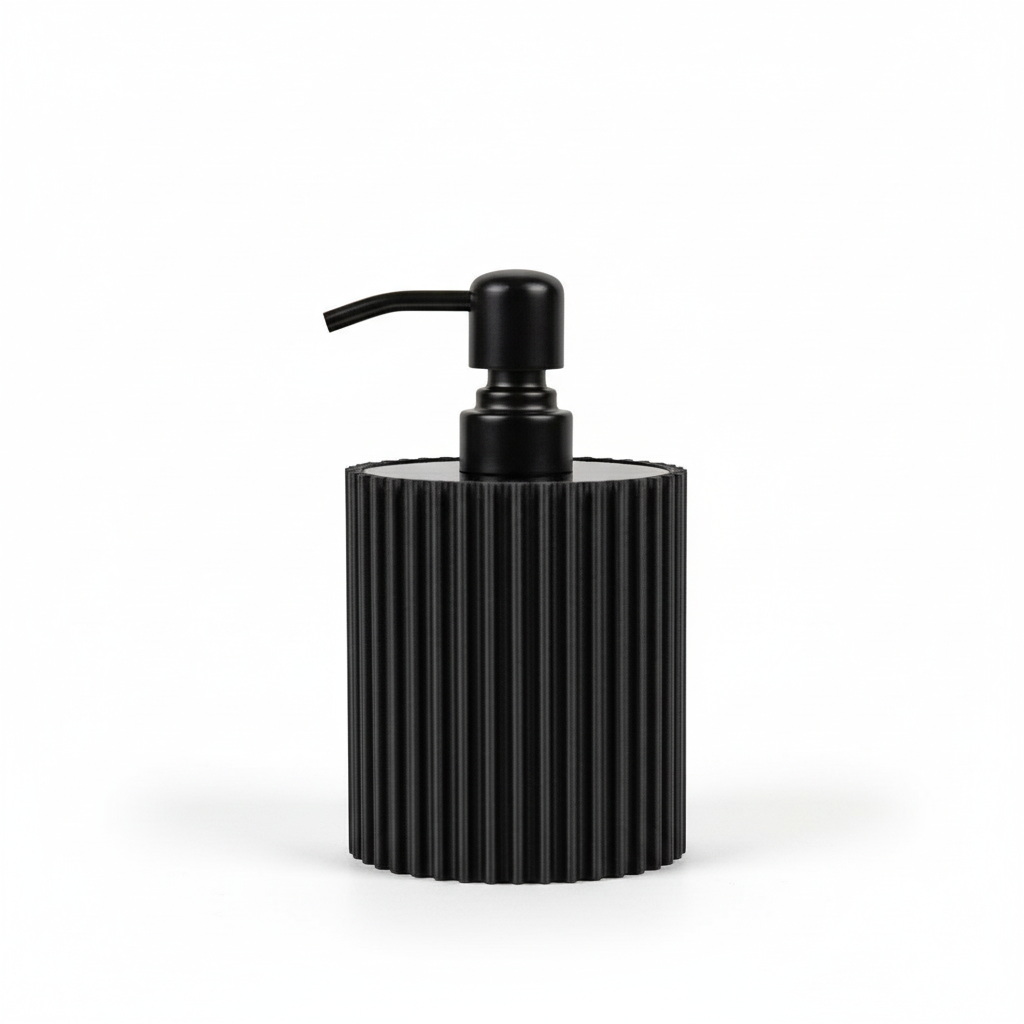 Modern Matte Fluted Soap Dispenser – 12oz (Black or Cream)