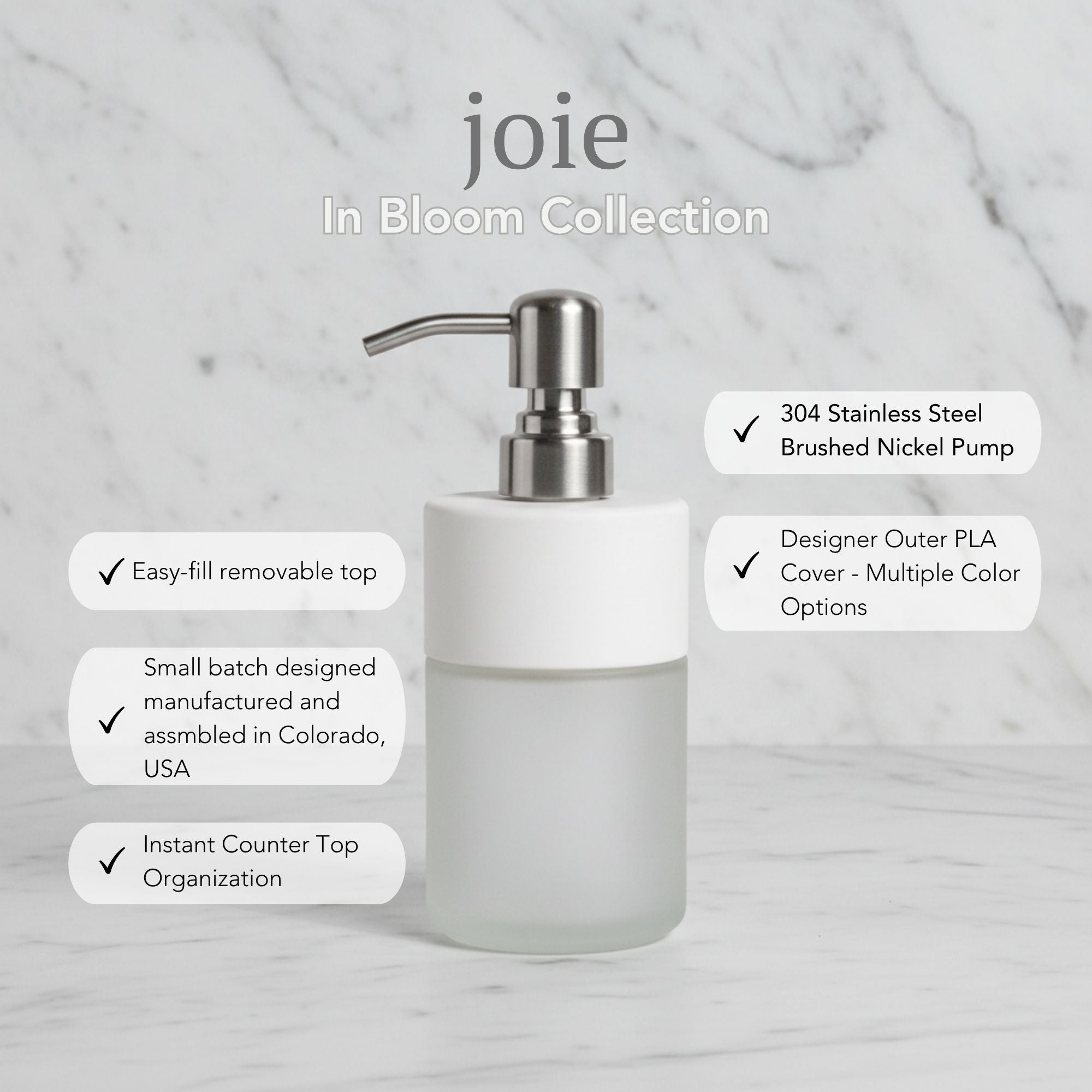 Soap Dispenser – 8 oz Colorful Pastel | Frosted Glass Bottom & Stainless Steel Nickel Pump