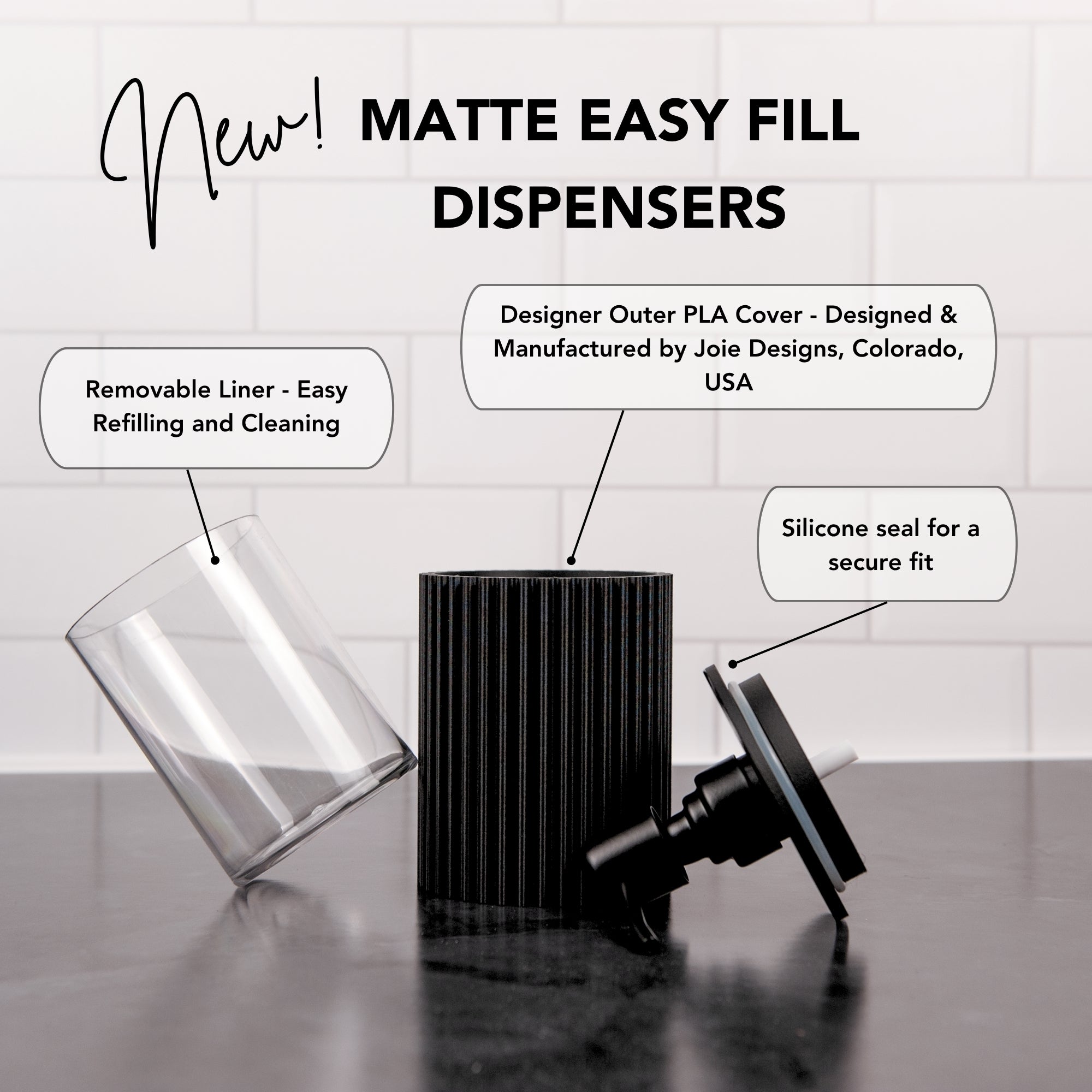 Modern Matte Fluted Soap Dispenser – 12oz (Black or Cream)