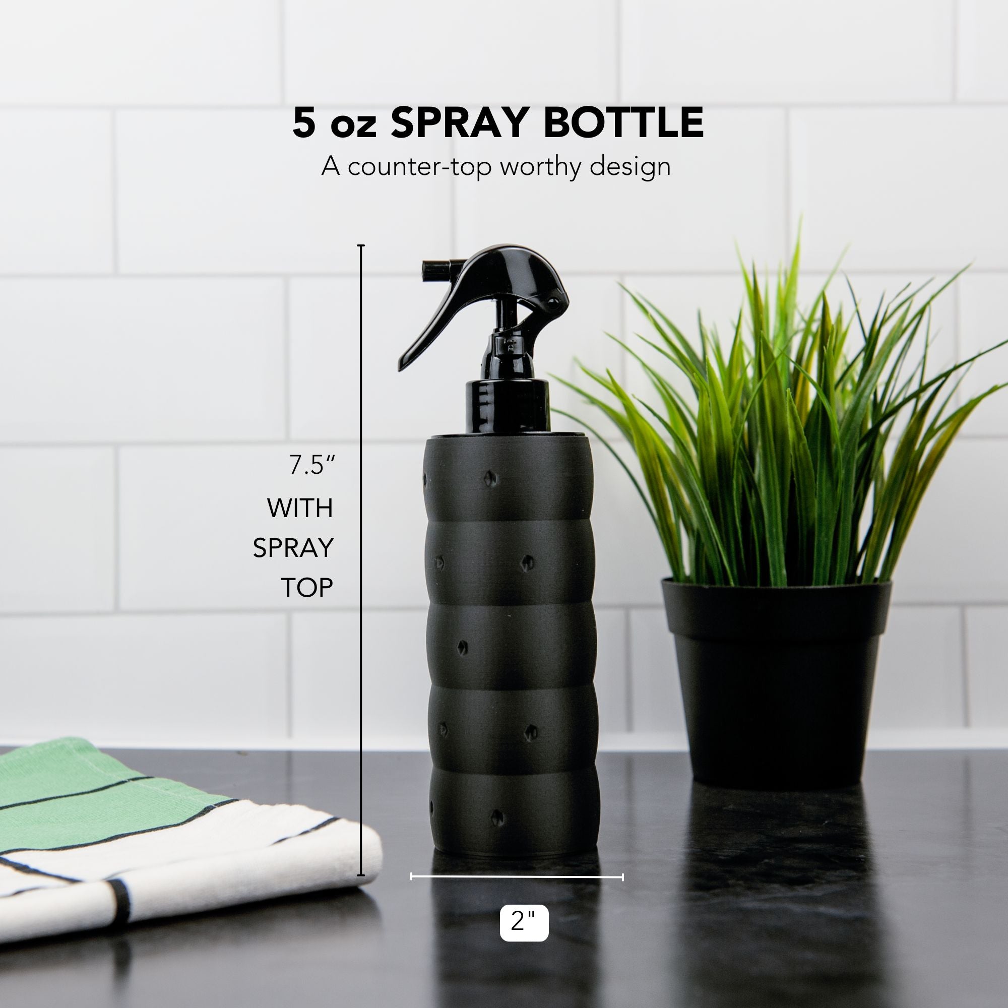 Matte Spray Bottle Modern Design – 5 oz counter top bottle (Black or Cream)