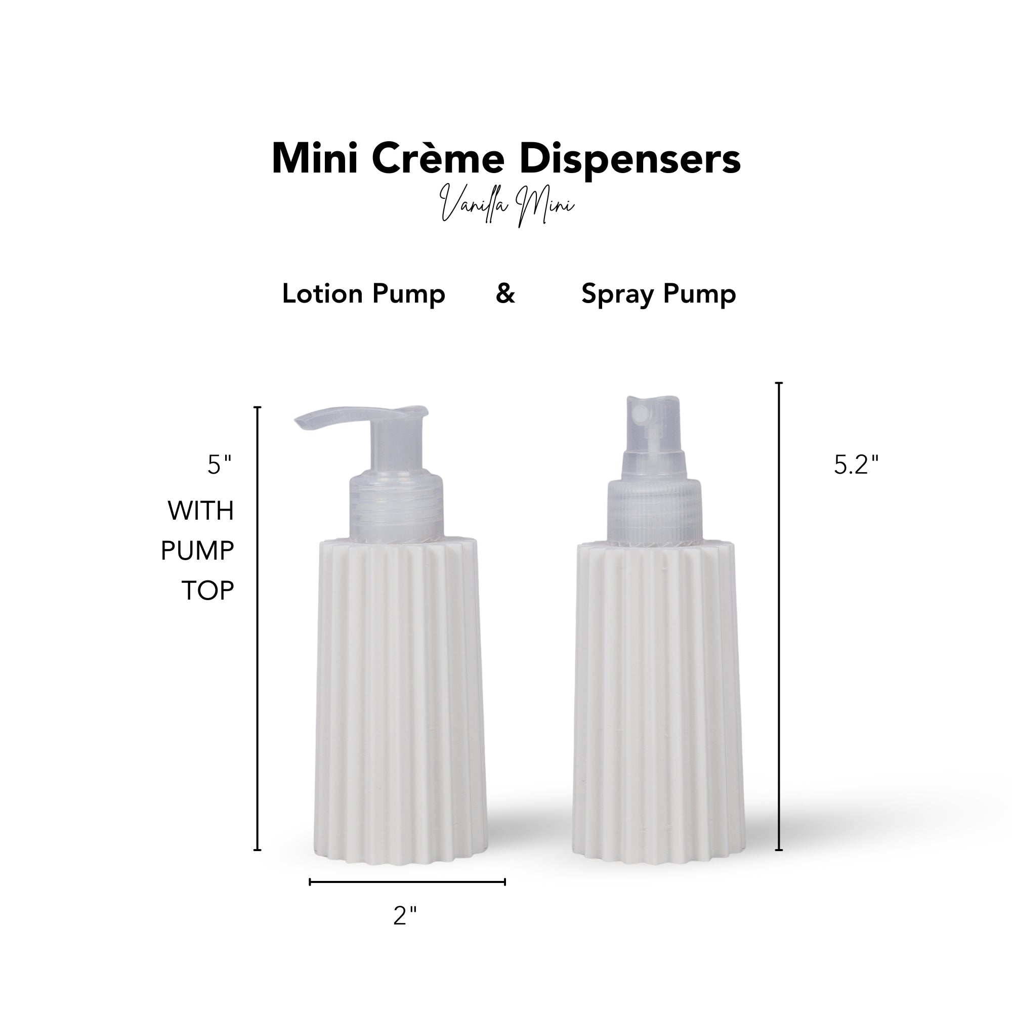 Travel Size Spray & Lotion Bottles - Vanilla 60 ml (2 oz) Mini Mobile Size
