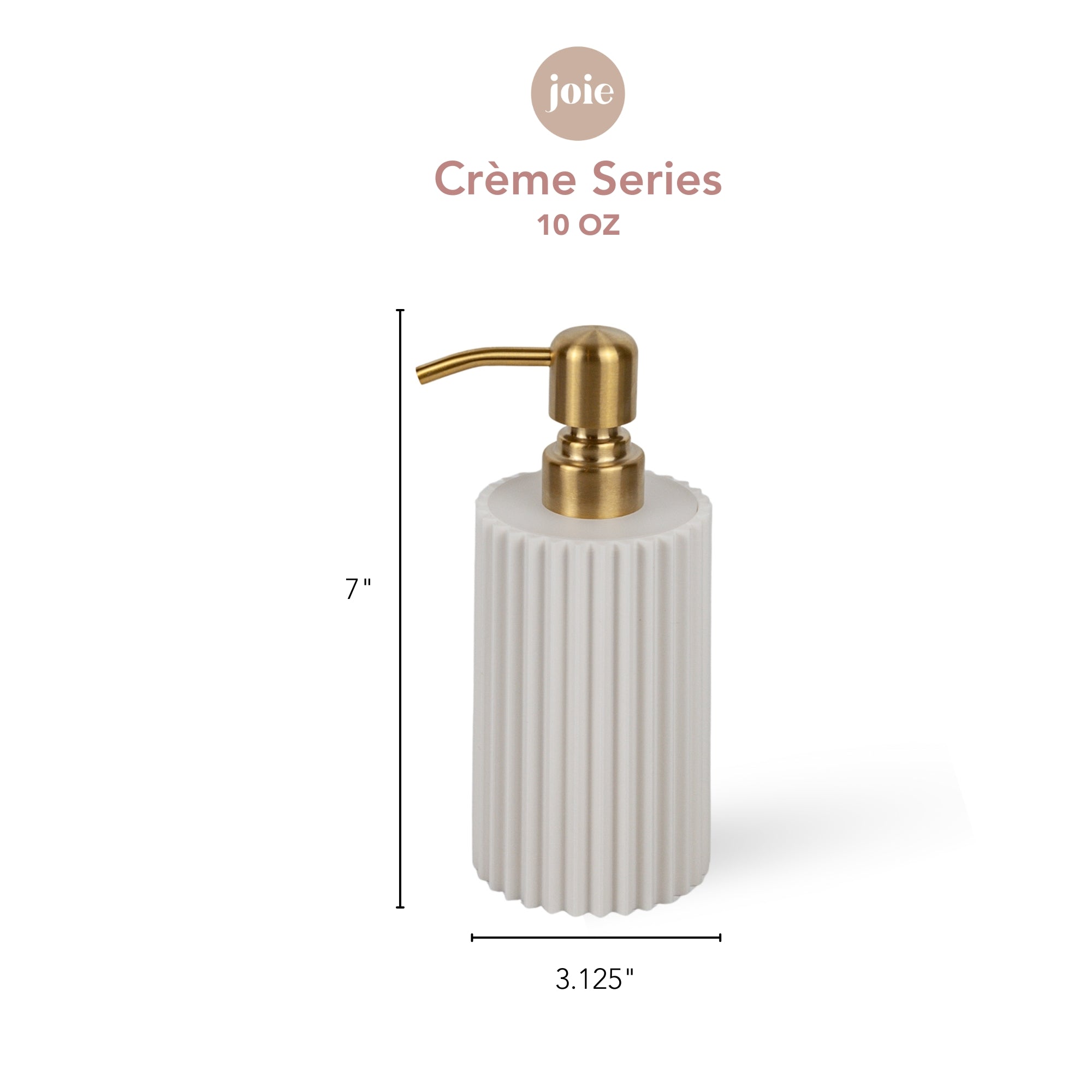 Modern Ribbed Soap Dispenser – 10oz Vanilla White | Gold Pump