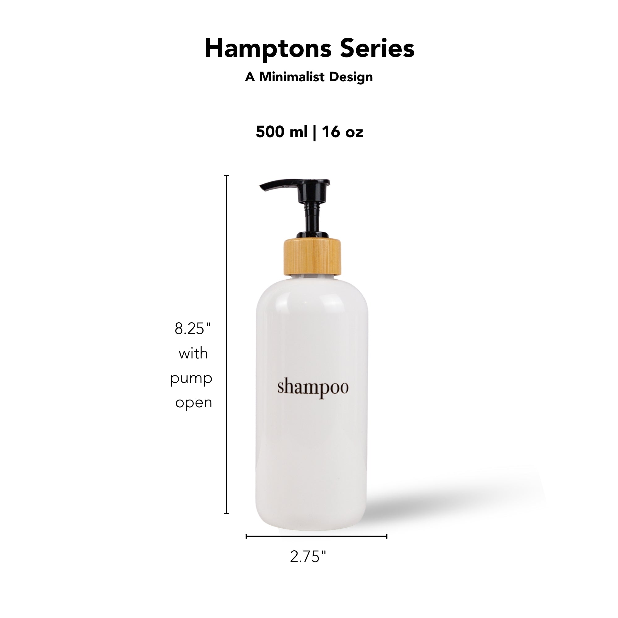 Shampoo & Conditioner Bottle Sets - Refillable | White Dispensers | Bamboo or Plastic Tops