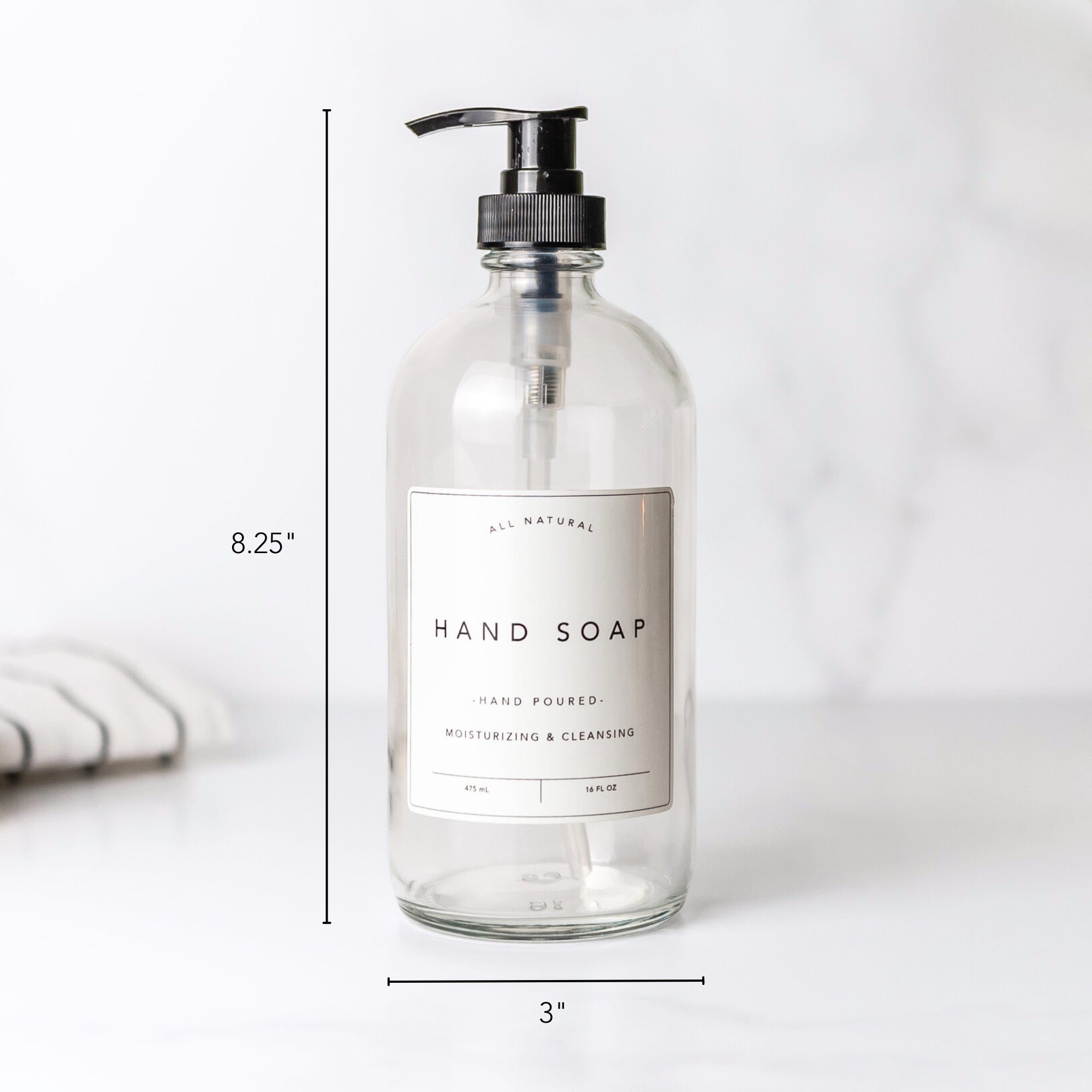 Kitchen Classic Glass Soap Dispenser Bottles - Hand Soap, Dish Soap, Lotion