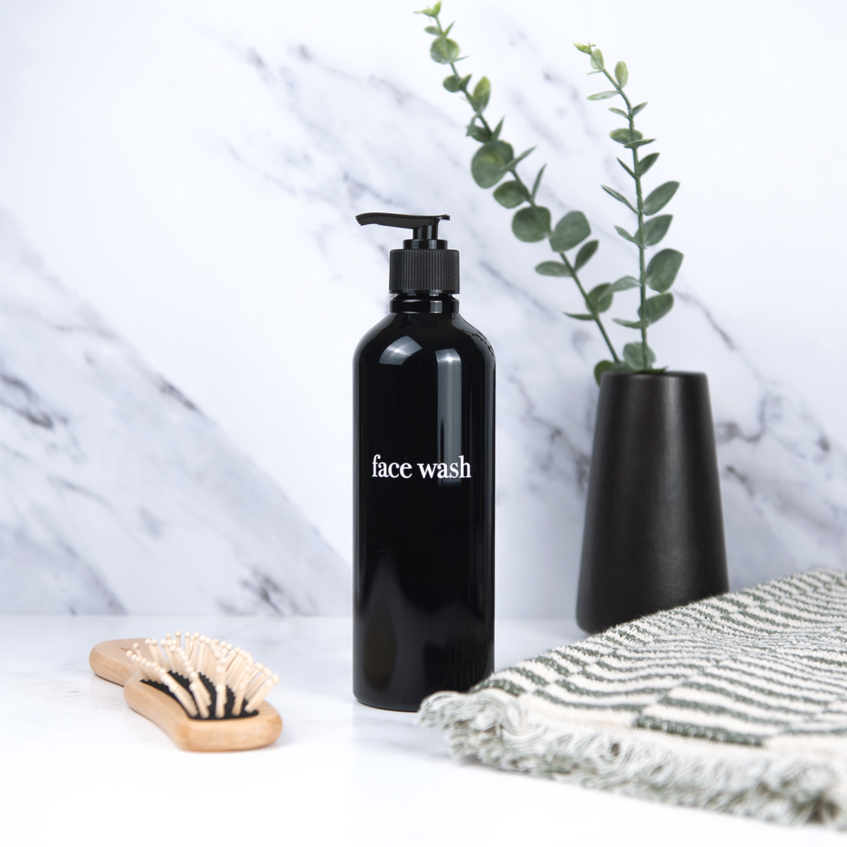 Black Slim Refillable Dispenser - Eco-Friendly, Refillable Bottle Set With Bamboo or Plastic Pumps