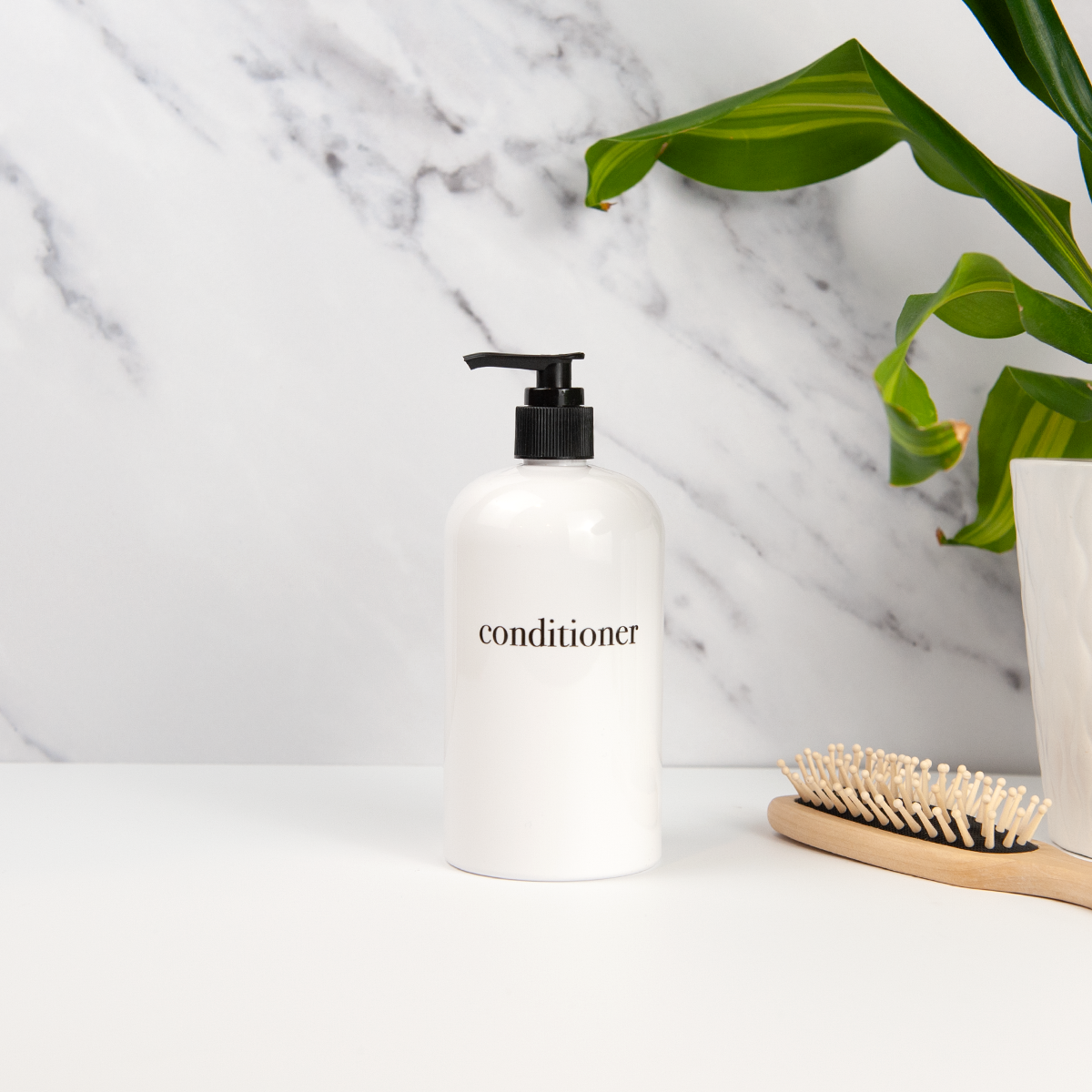 minimalist white shower and soap dispenser sets with bamboo or plastic pumps