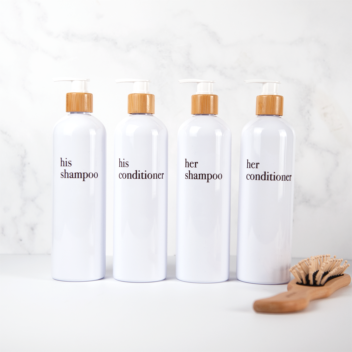 Marvelously Minimal Collection - Eco-Friendly, Refillable Bottle Set With Bamboo or Plastic Pumps