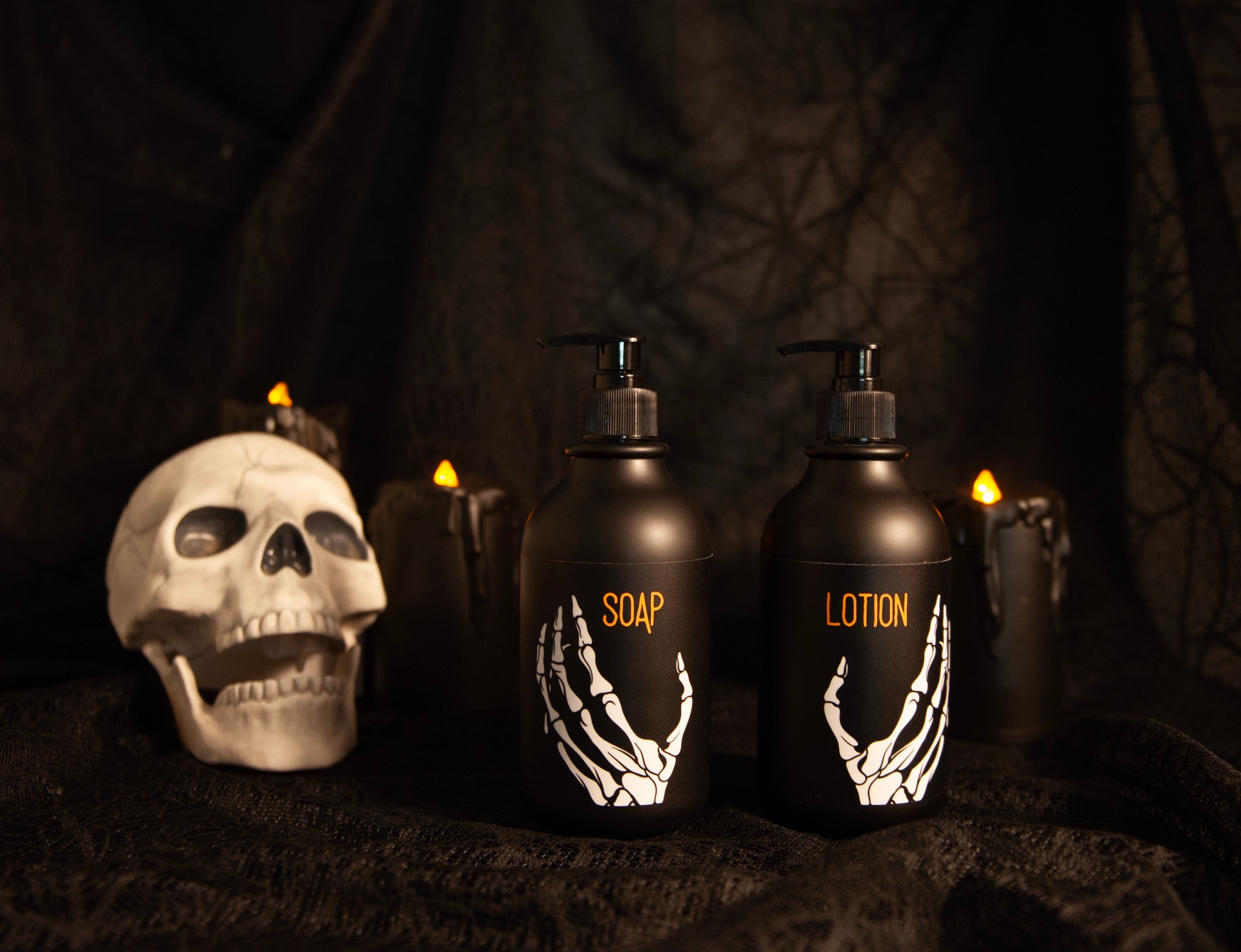 Halloween Matte Black Hands Set - Clean Bones Collection Hand Soap, Lotion