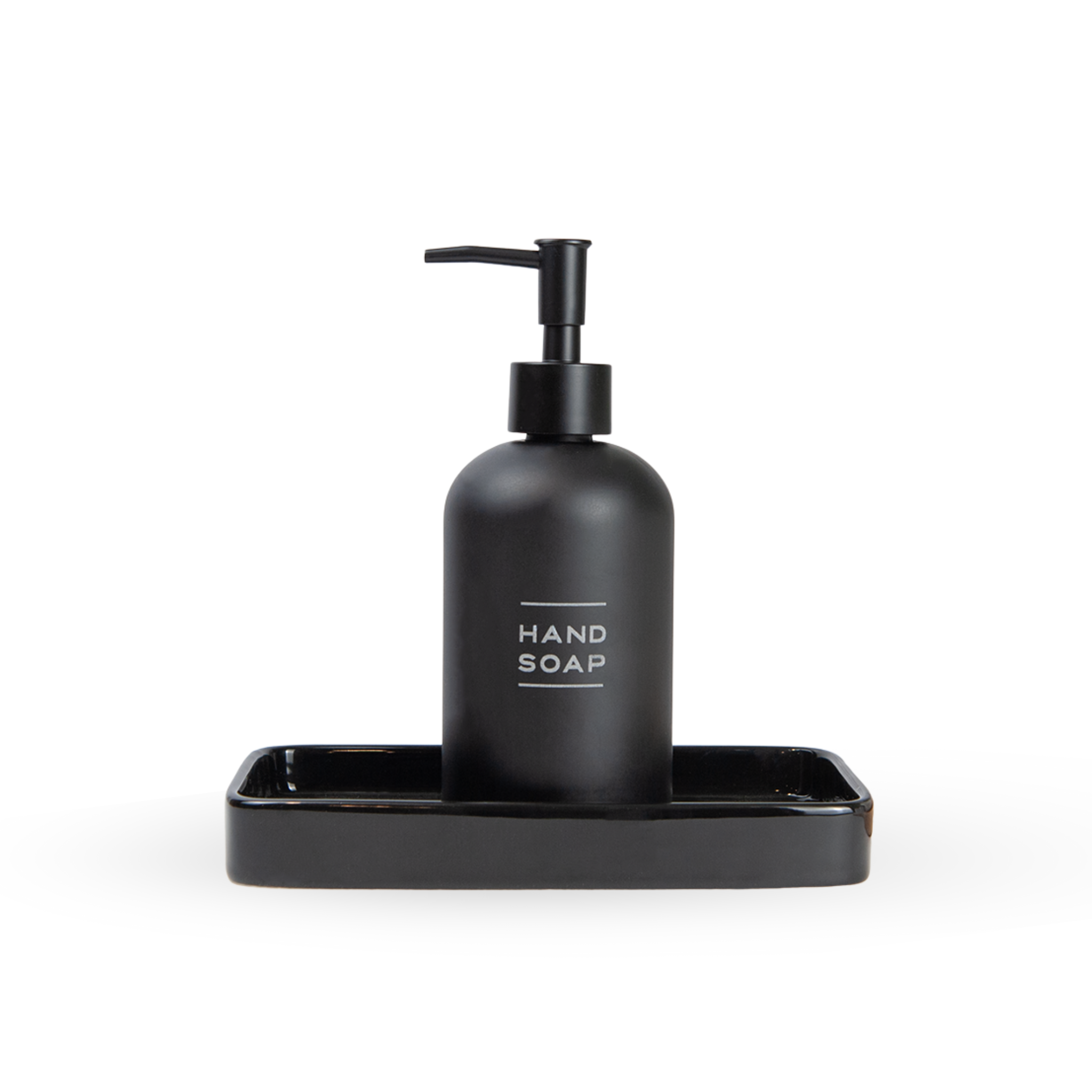 Elegant Black Glossy Ceramic Soap Dispenser Tray