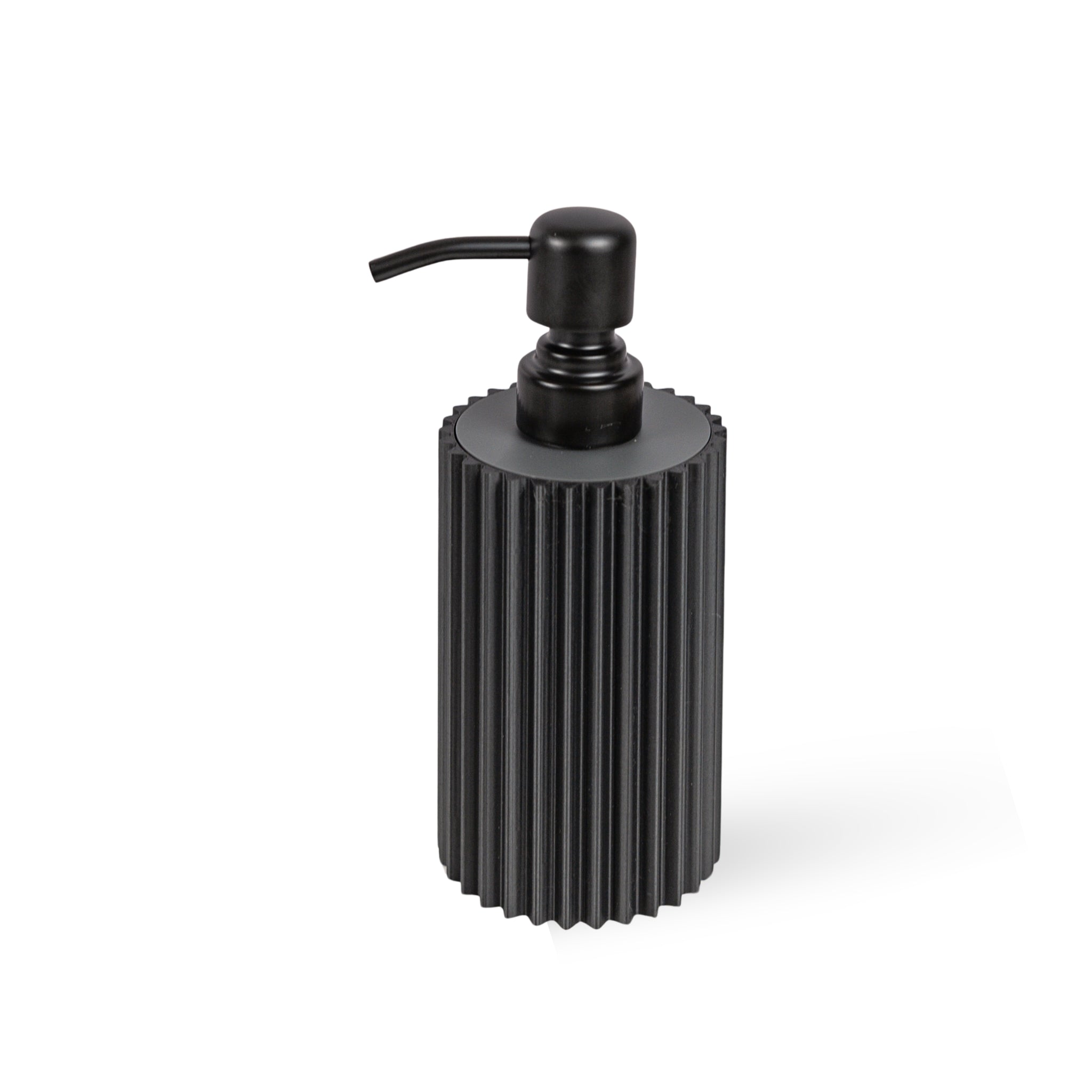 Hand Soap Dispenser – 10 oz Modern Ribbed Design With Steel Pump (Black)