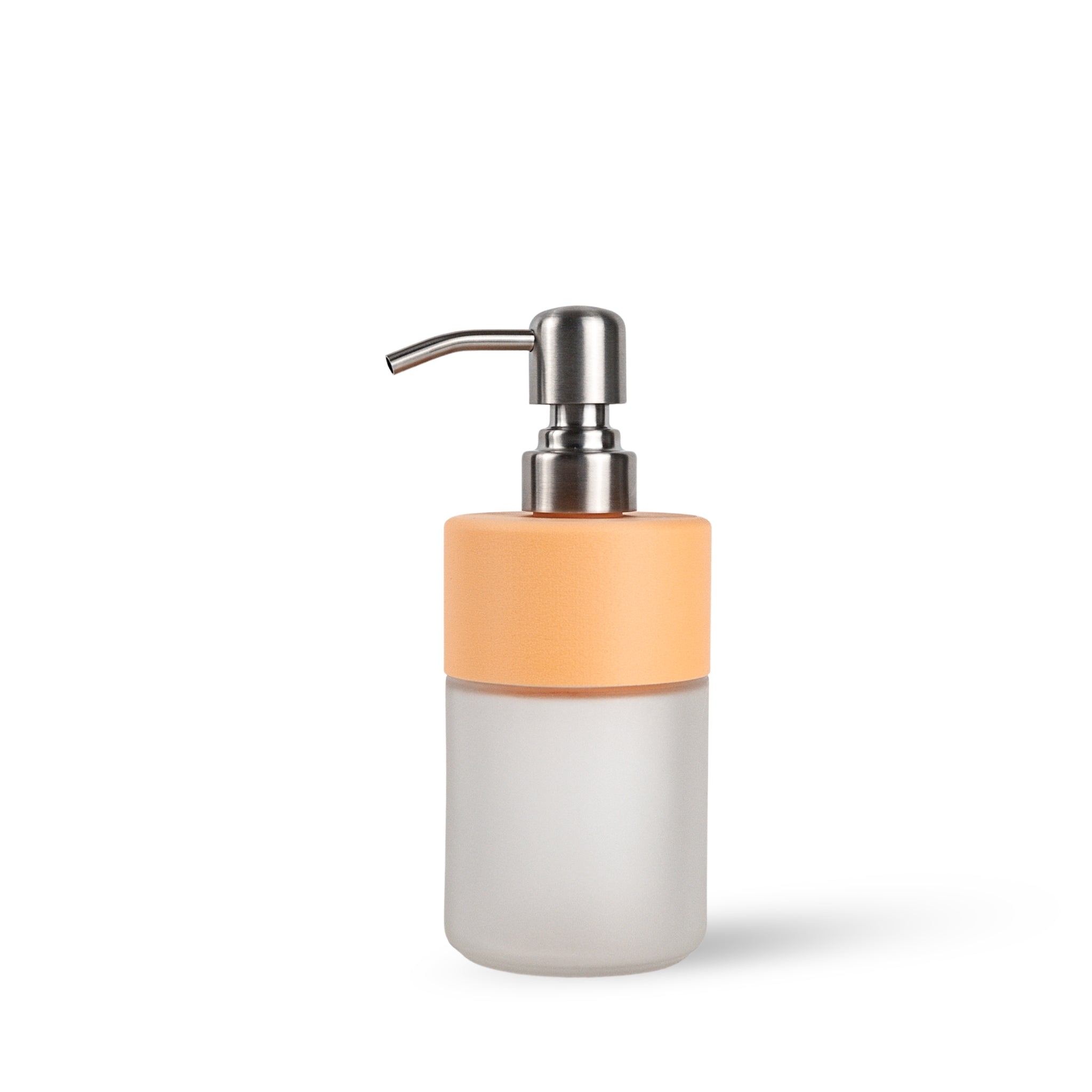 Soap Dispenser –  8 oz Pastel  | Frosted Glass Bottom & Stainless Steel Nickel Pump