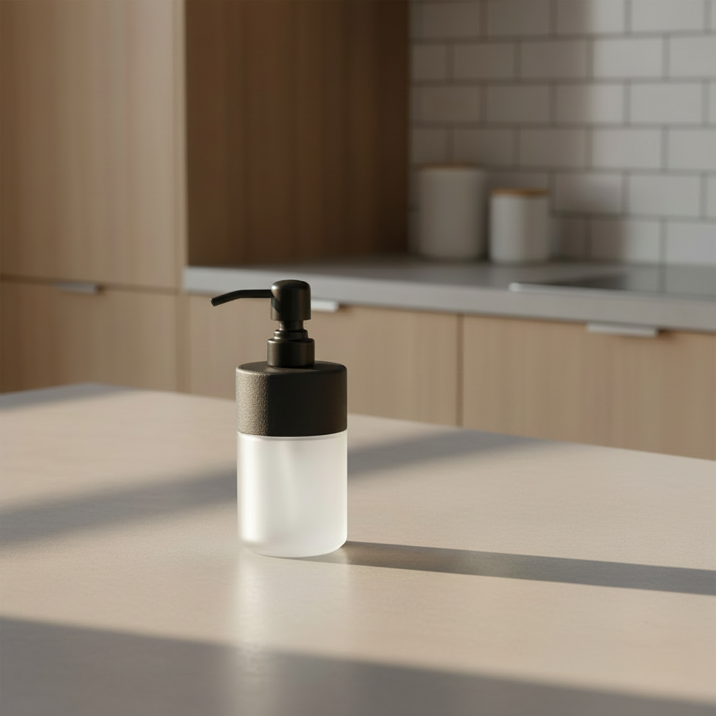 8 oz Frosted Glass Soap Dispenser with Stainless Steel Pump