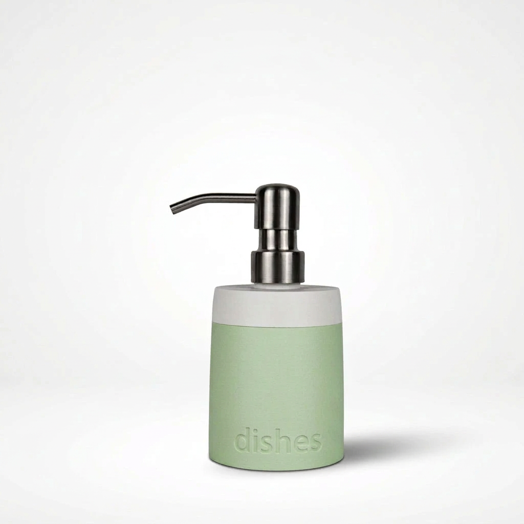 Soap Dispenser –  Pastel Covers Debossed Labeling  | 8 oz Glass Insert | Stainless Steel Pump