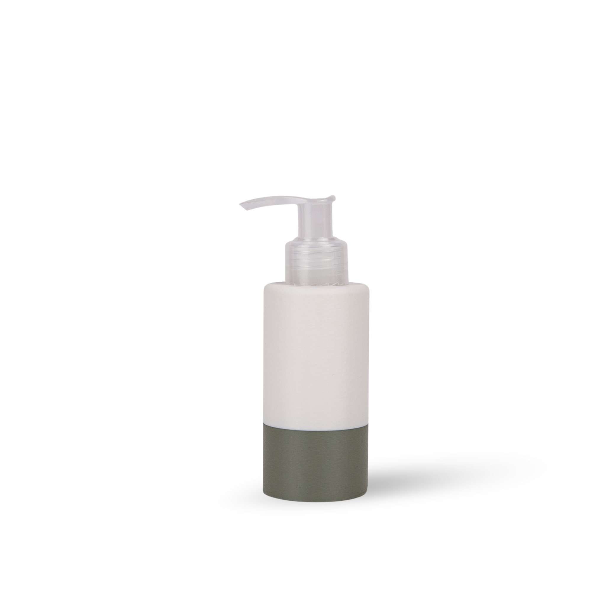 lotion bottle with clear lotion pump and label on a white background