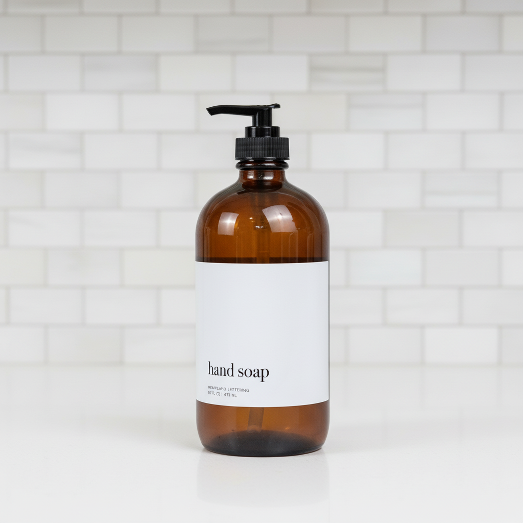 Kitchen Mod Amber Glass Soap Dispenser Bottles - Hand Soap, Dish Soap, Lotion