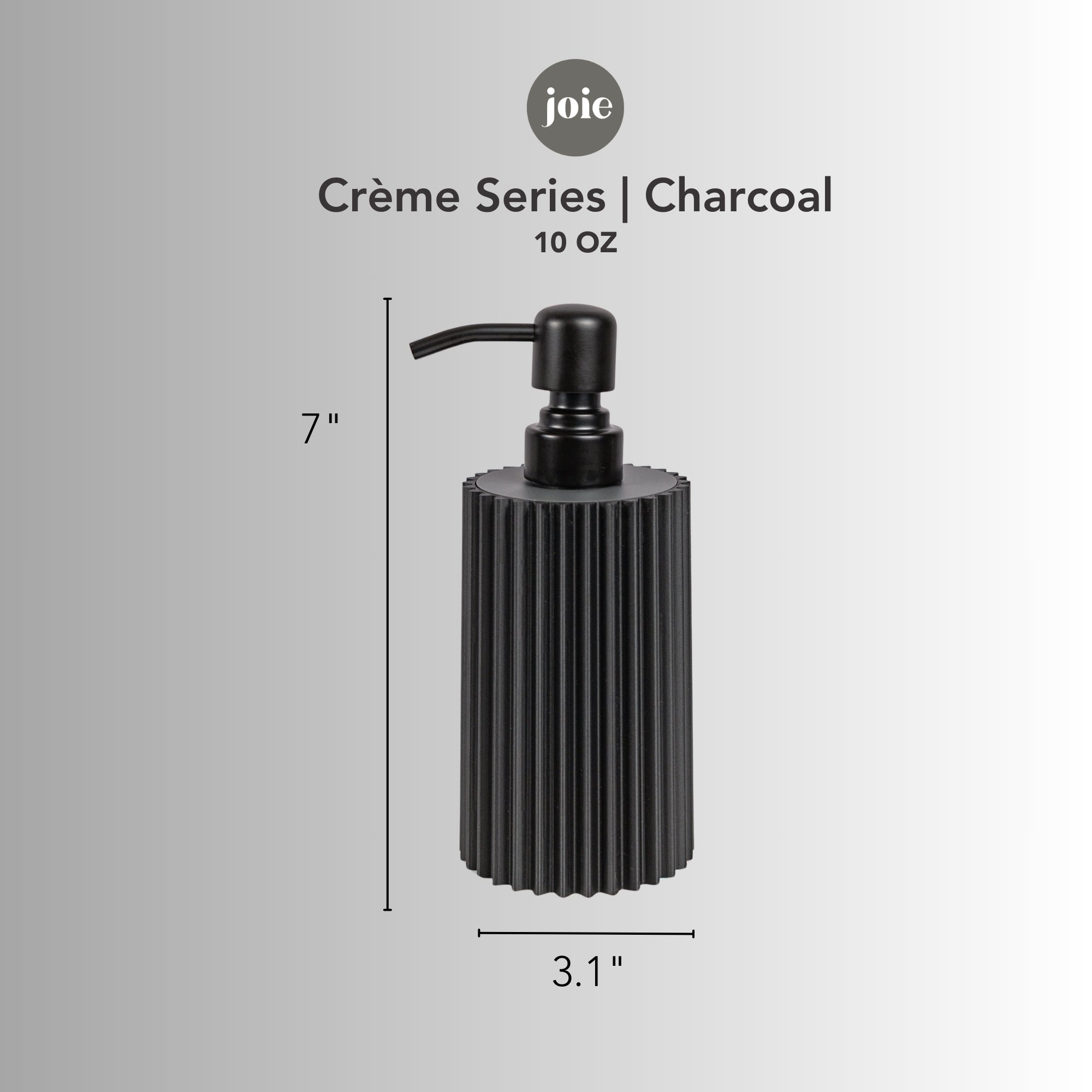 Hand Soap Dispenser – 10 oz Modern Ribbed Design With Steel Pump (Black)