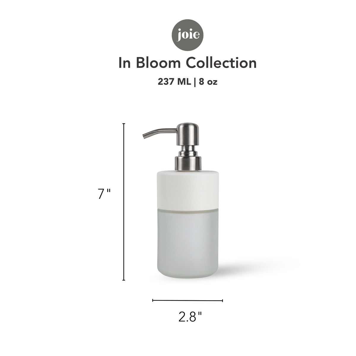 Soap Dispenser –  8 oz Colorful Pastel  | Frosted Glass Bottom & Stainless Steel Nickel Pump