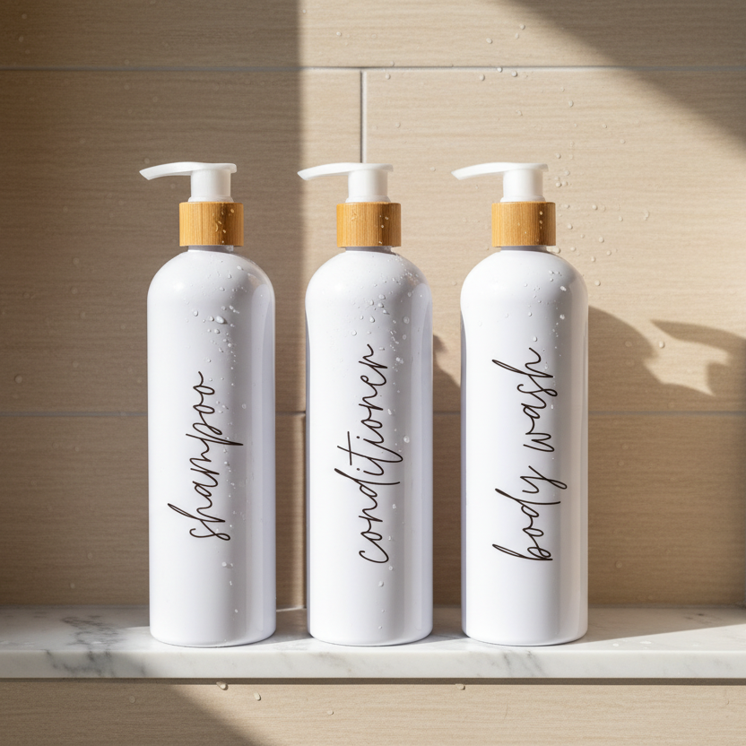 Script Bathroom Accessory Set of 3 - Slim Script, Glossy White