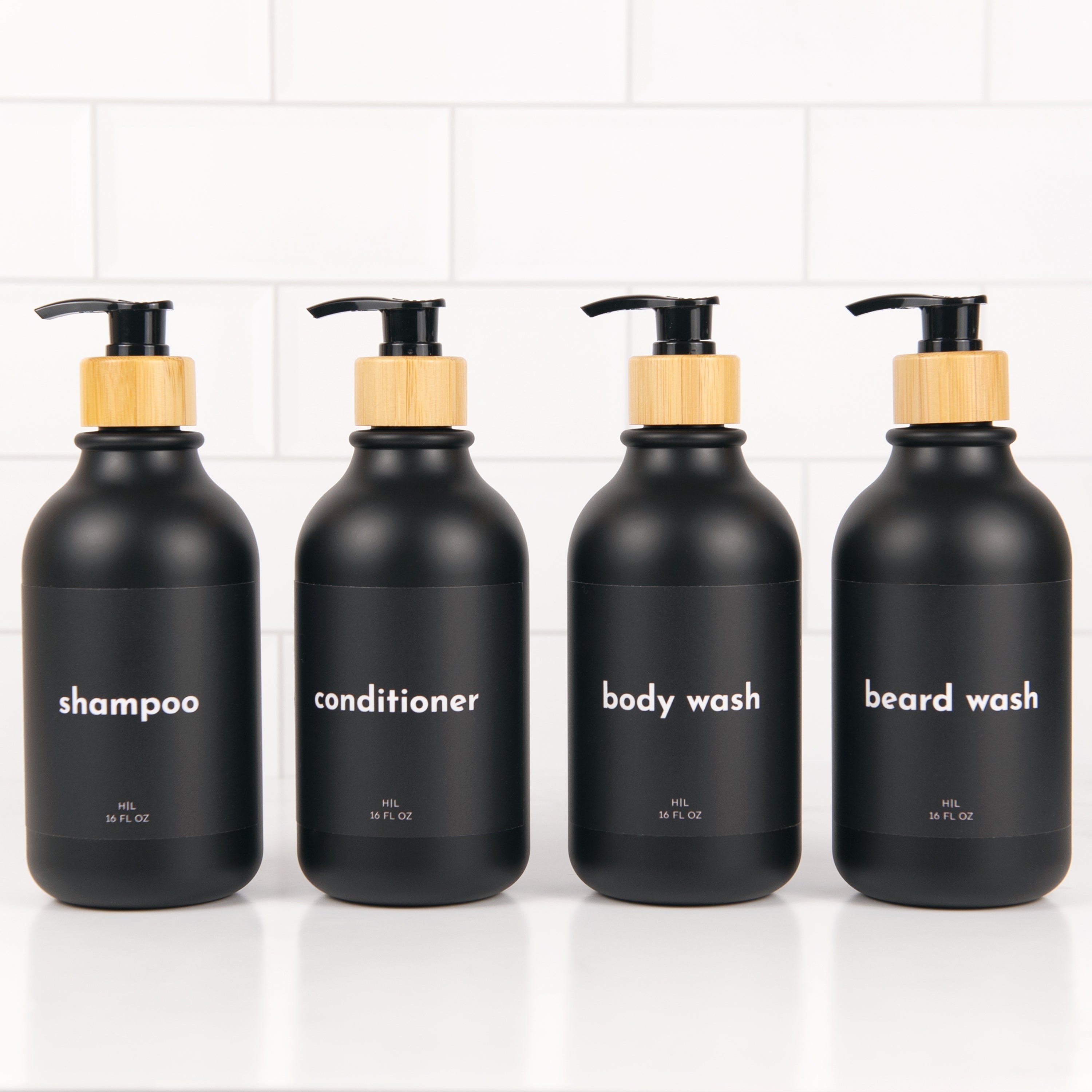Luxe Series Shower Dispenser Bottles - Matte Black Sport Collection