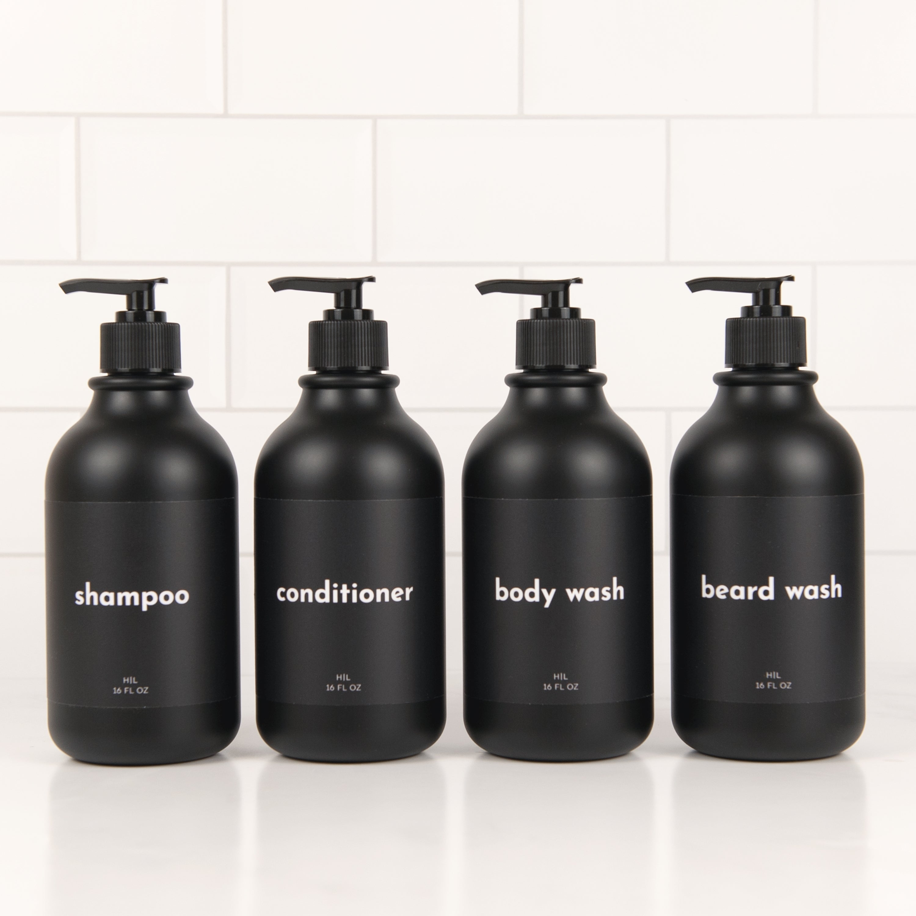 Luxe Series Shower Dispenser Bottles - Matte Black Sport Collection