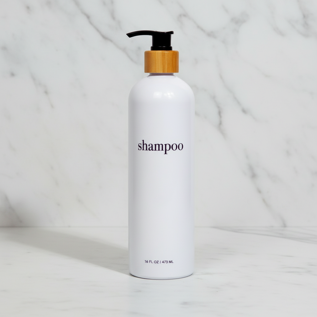 shampoo dispenser refillable on marble top