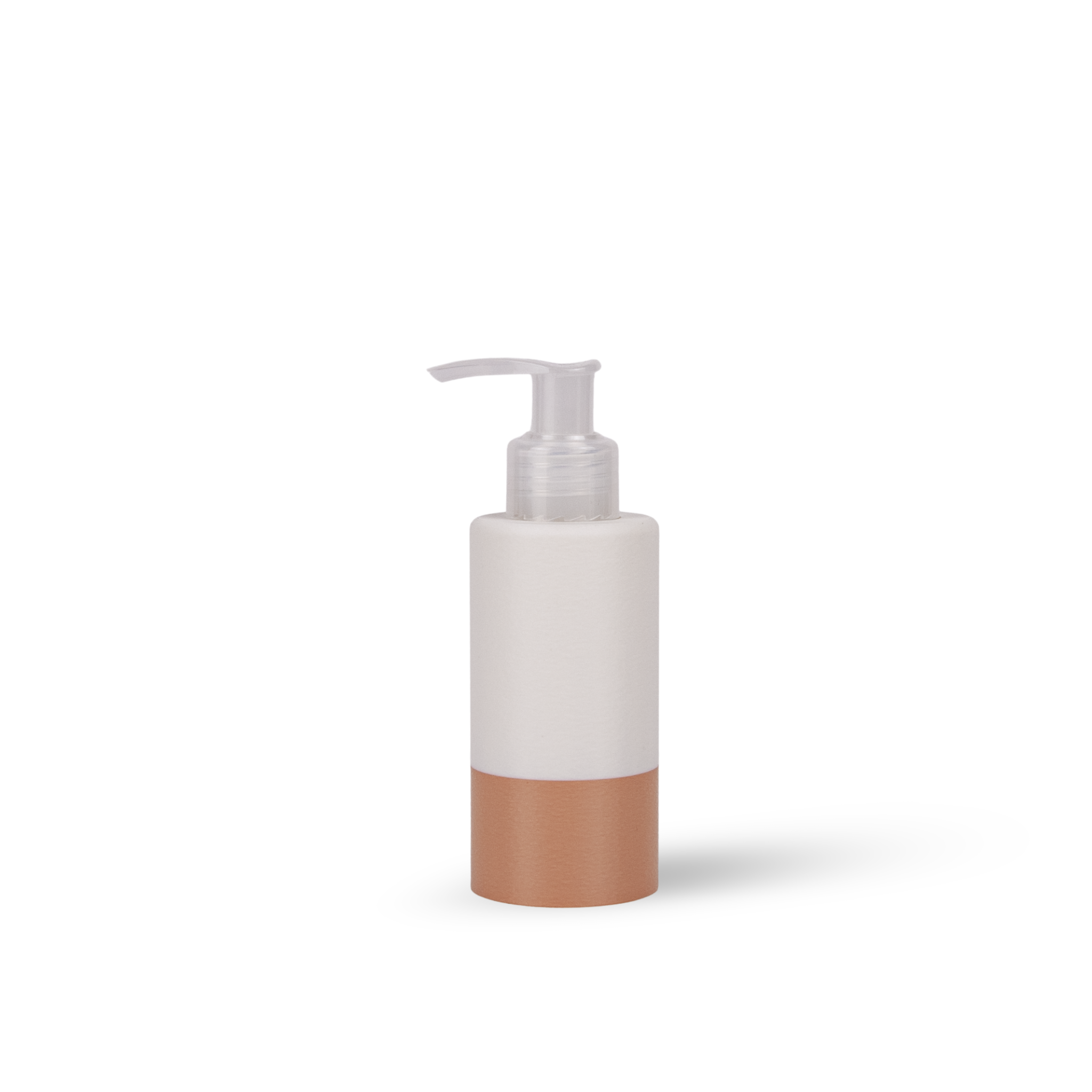 white and rose travel size lotion bottle on white background